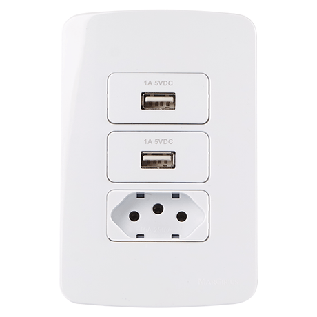 19449-CONJ-2-TOM-USB-1A-BIV---1-TOM-2P-T-10A-250V-4X2-BR-B3 19449-CONJ-2-TOM-USB-1A-BIV---1-TOM-2P-T-10A-250V-4X2-BR-B3