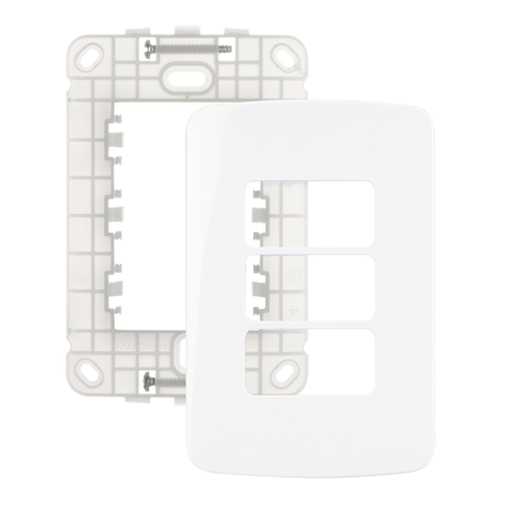 19434-CONJ-PLACA-4X2-3-POSTOS-HORIZ-BR-COM-SUPORTE-B3 19434-CONJ-PLACA-4X2-3-POSTOS-HORIZ-BR-COM-SUPORTE-B3