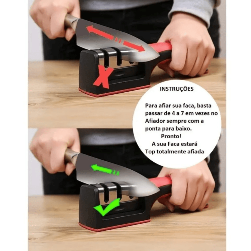 Amolador Afiador De Facas 3 Opções De Afiar Profissional - BRDrop