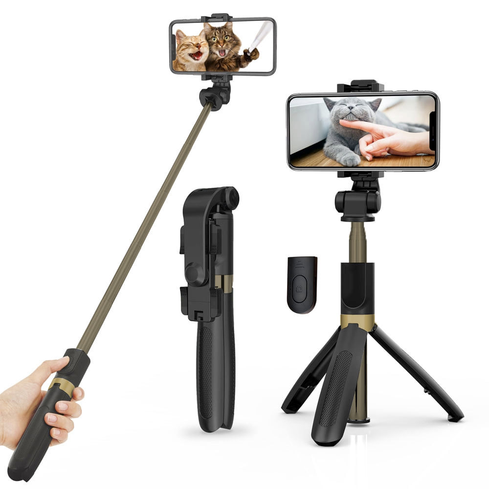 Bastão Pau Selfie Tripé Controle Bluetooth Celular 74cm