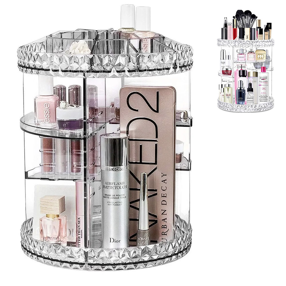 Organizador Maquiagem Cosméticos Giratório 360° Acrílico