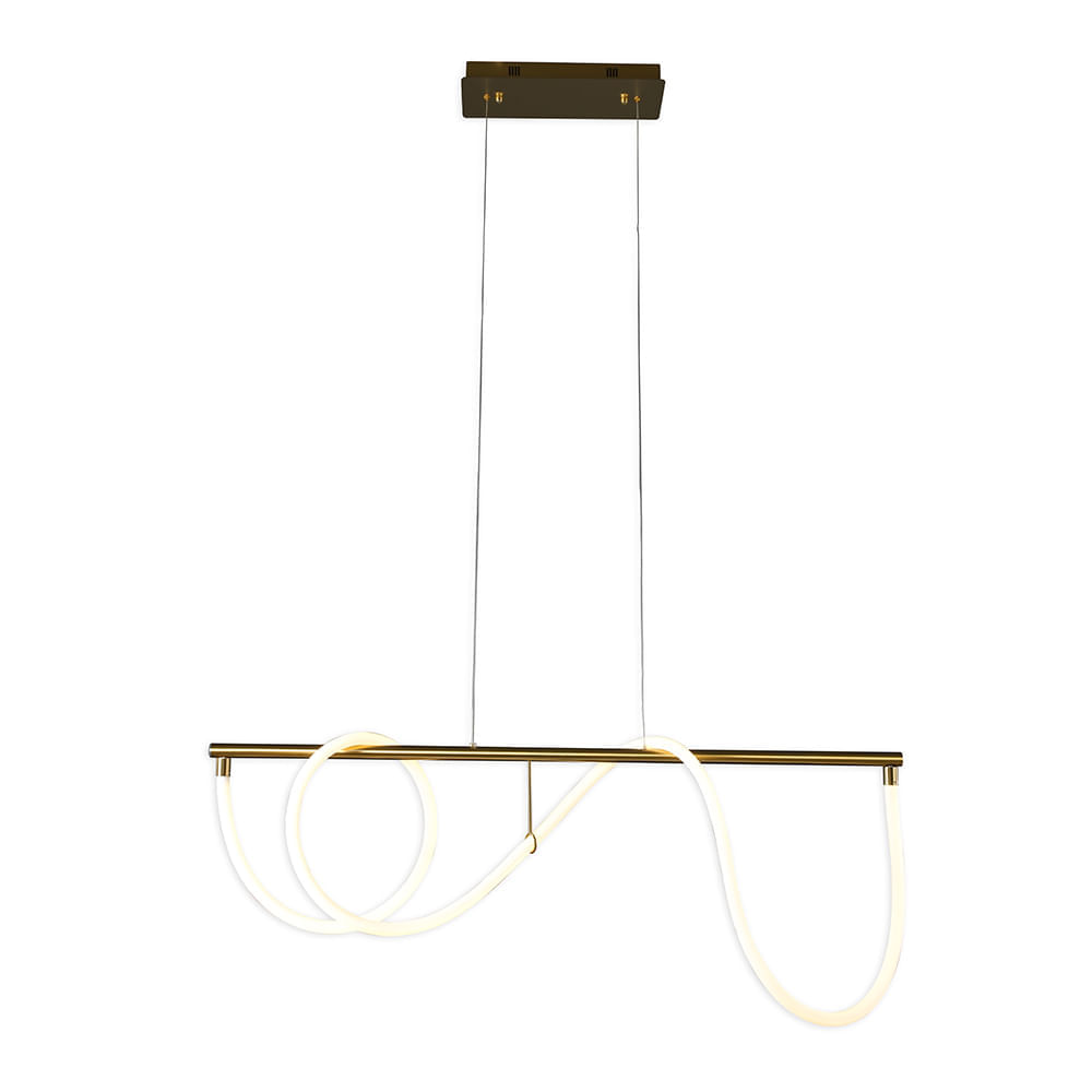 Pendente Bella Mantra Dourado 140x30cm 40w 2700k 3000lm Embralumi