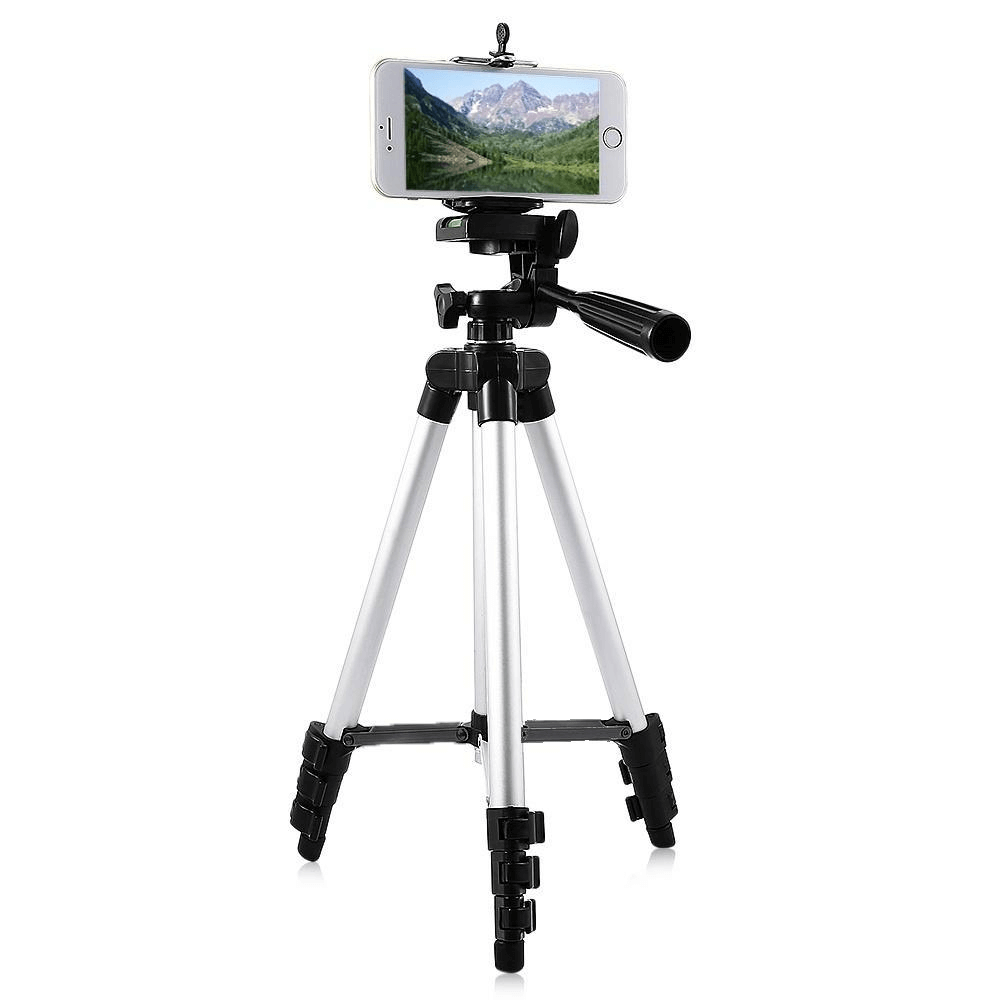 Tripé Telescópico Alumínio prata 130cm Universal p/ Celular