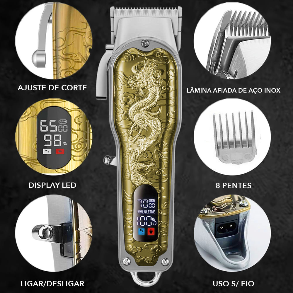 Máquina Profissional Cortar Cabelo Barba Recarregável BRDrop